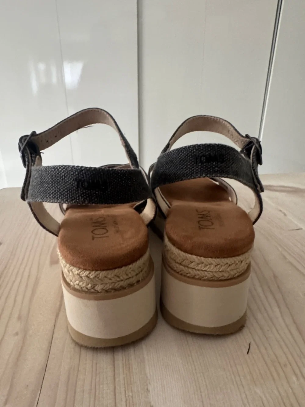 TOMS Charcoal Crisscross Ankle-Strap Platform Sandal